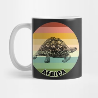 Leopard Tortoise on Vintage Retro Africa Sunset Mug